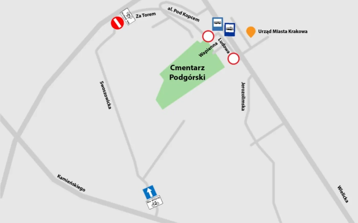 Cmentarz Podgórski w Krakowie - organizacja ruchu