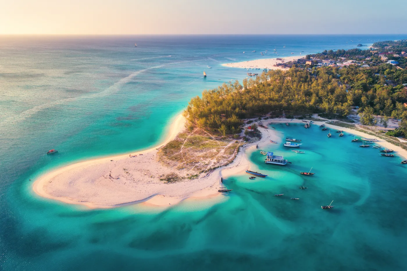 Zanzibar Aerial,View,Of,The,Fishing,Boats,On,Tropical,Sea,Coast