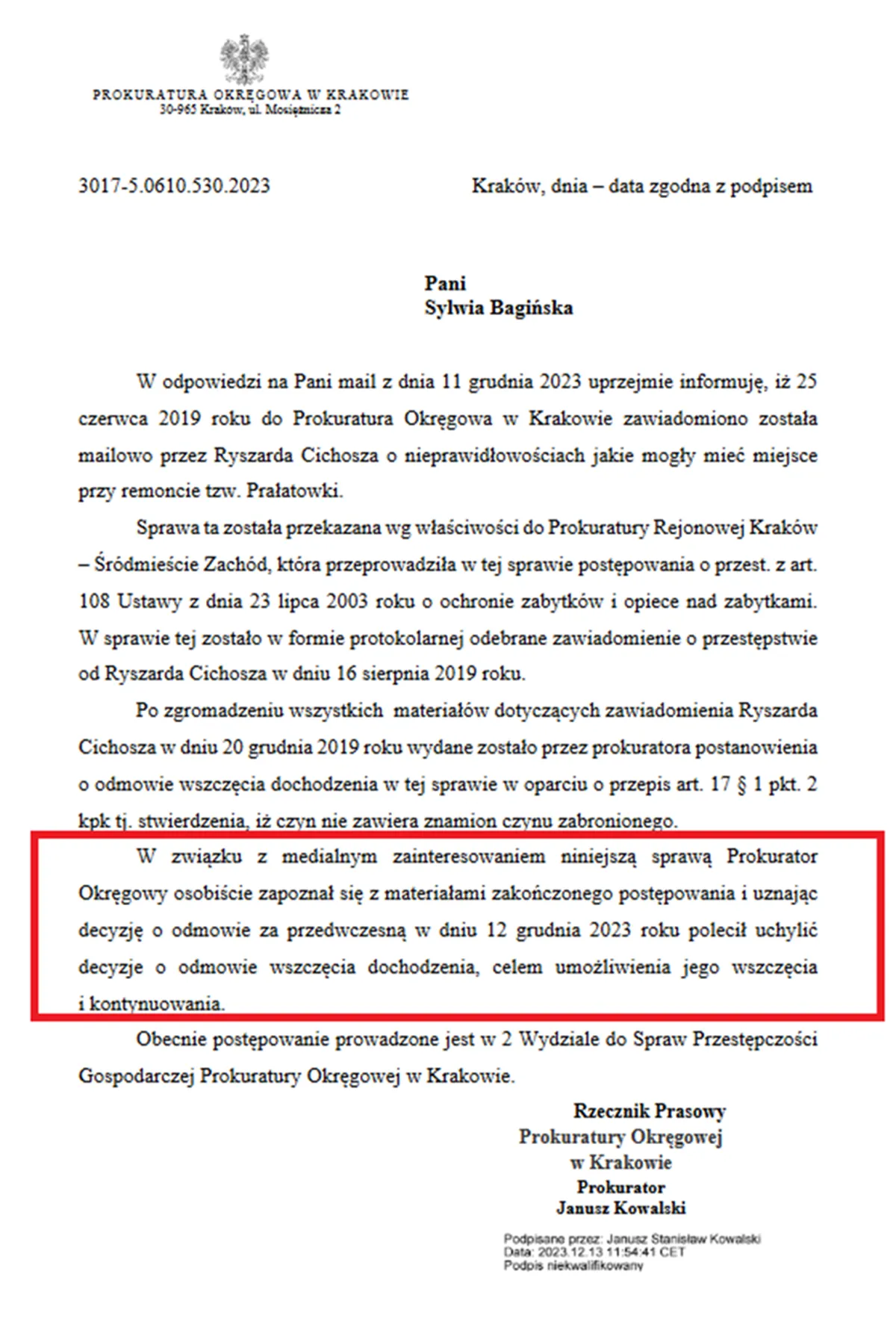 Prokuratura Okręgowa w Krakowie