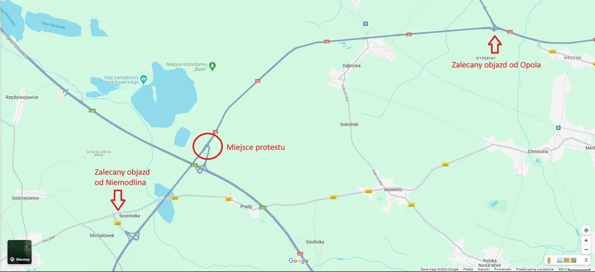 Protest rolników - woj. opolskie