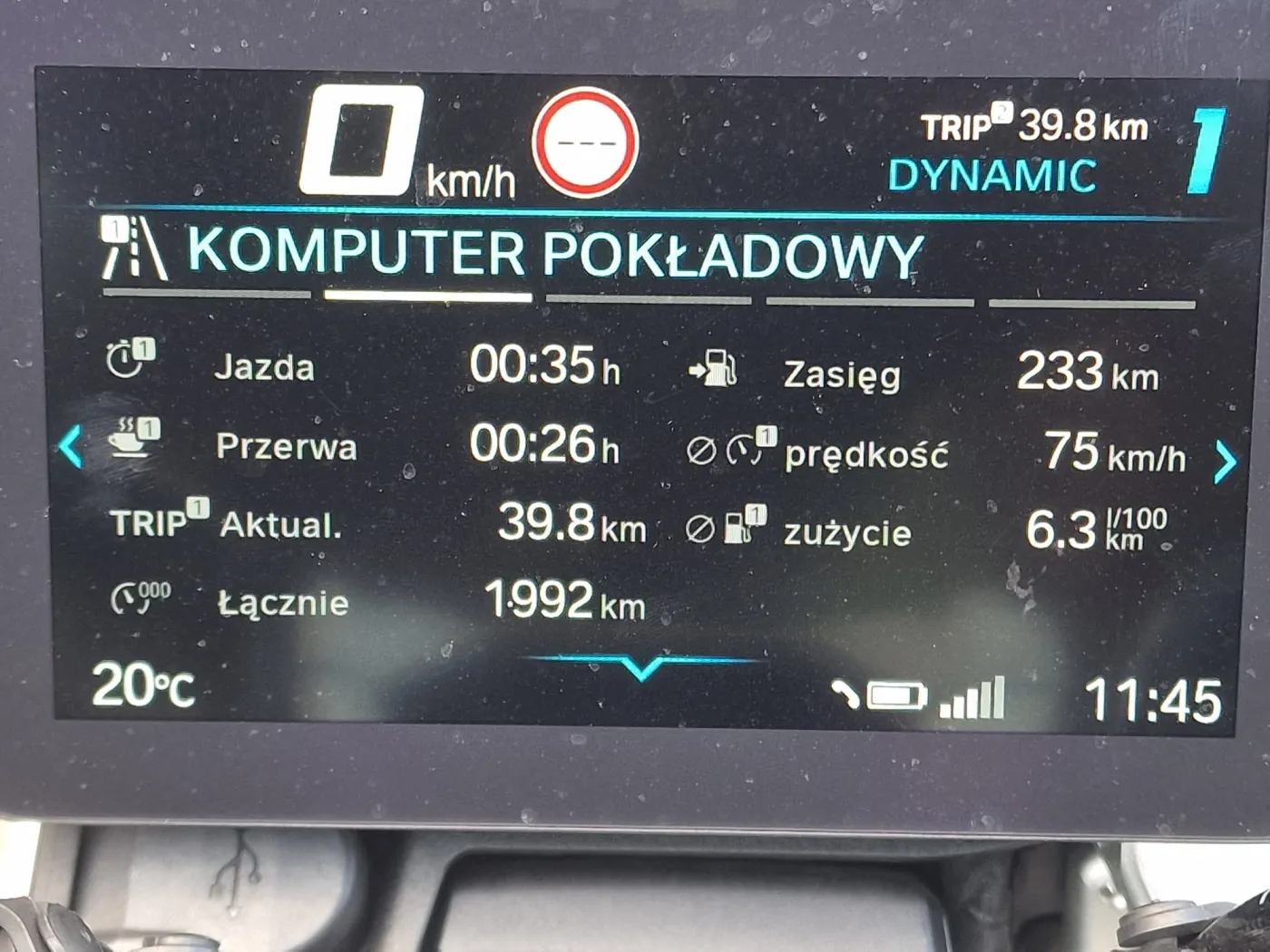 BMW R1300R - jak widać, spalanie po pierwszych 40 km z udziałem ok. 25 km po ekspresówce i wyjazdem z miasta nie było tragiczne - 6,3 litra