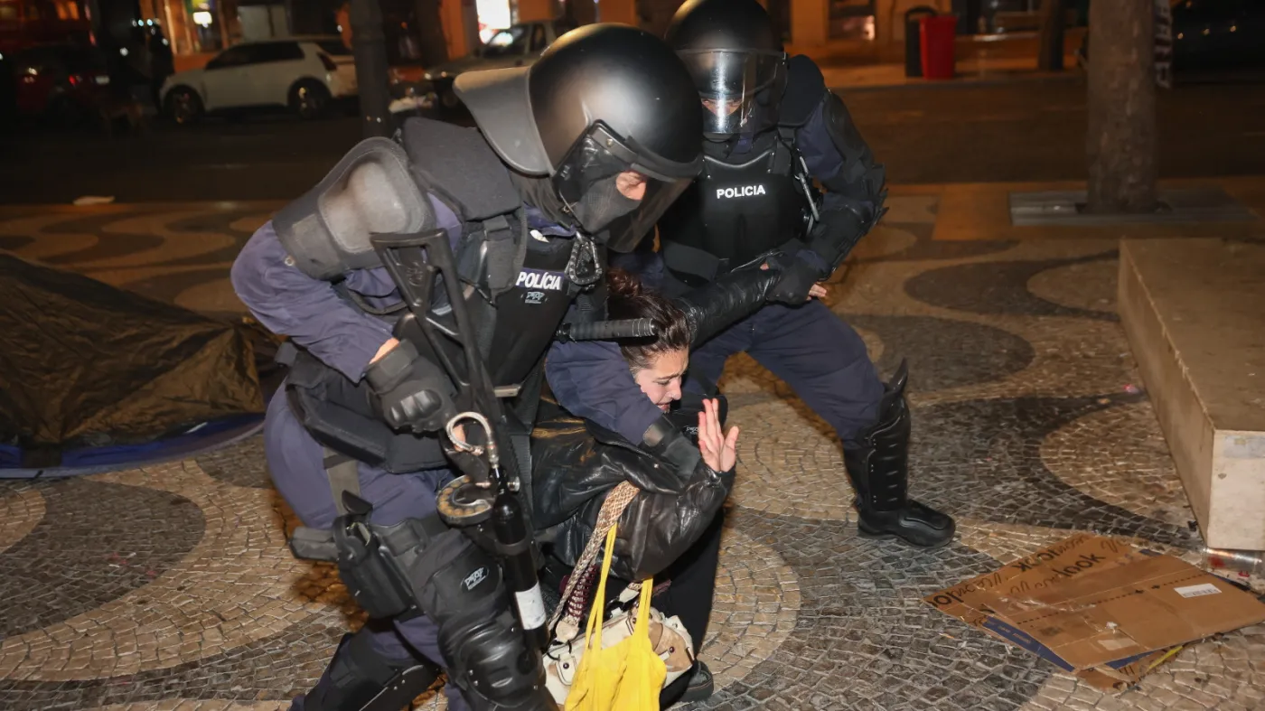 Protest w Lizbonie w Portugalii