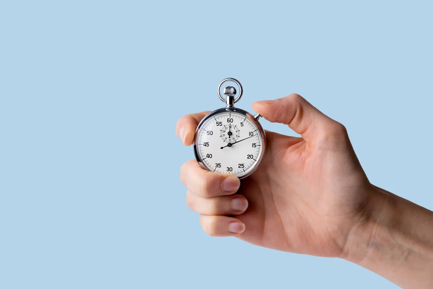 Timer,Held,In,Hand,,Blue,Background