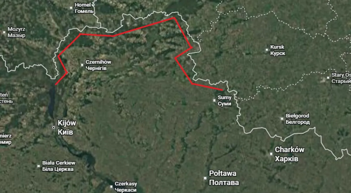 Szkic przebiegu umocnień na granicy z Białorusią i Rosją