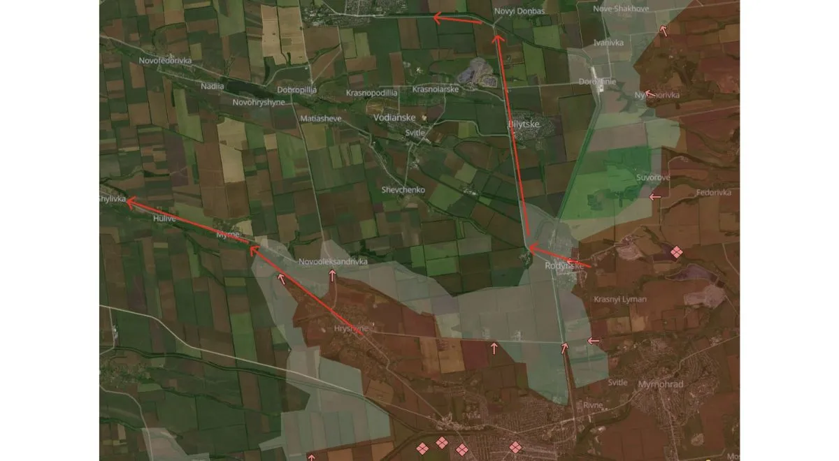 Sytuacja na froncie na północ od Pokrowska