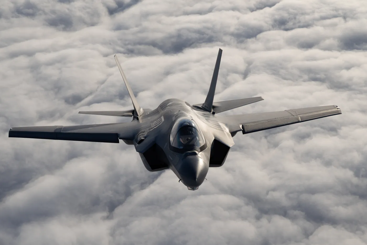 Very,Close,Top,View,Of,A,F-35c,Lightning,Ii,Over