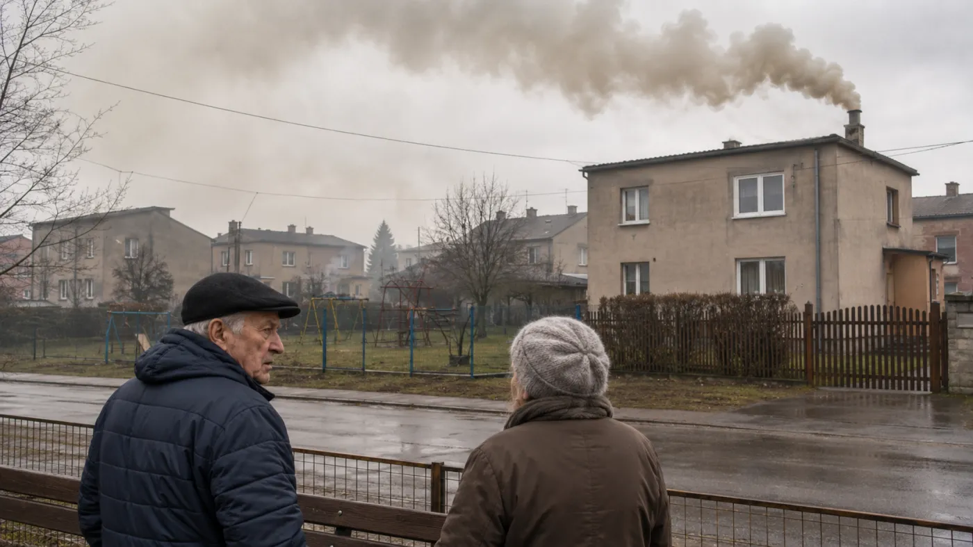 piec, sąsiad, dym, mieszkańcy, zanieczyszczenie powietrza