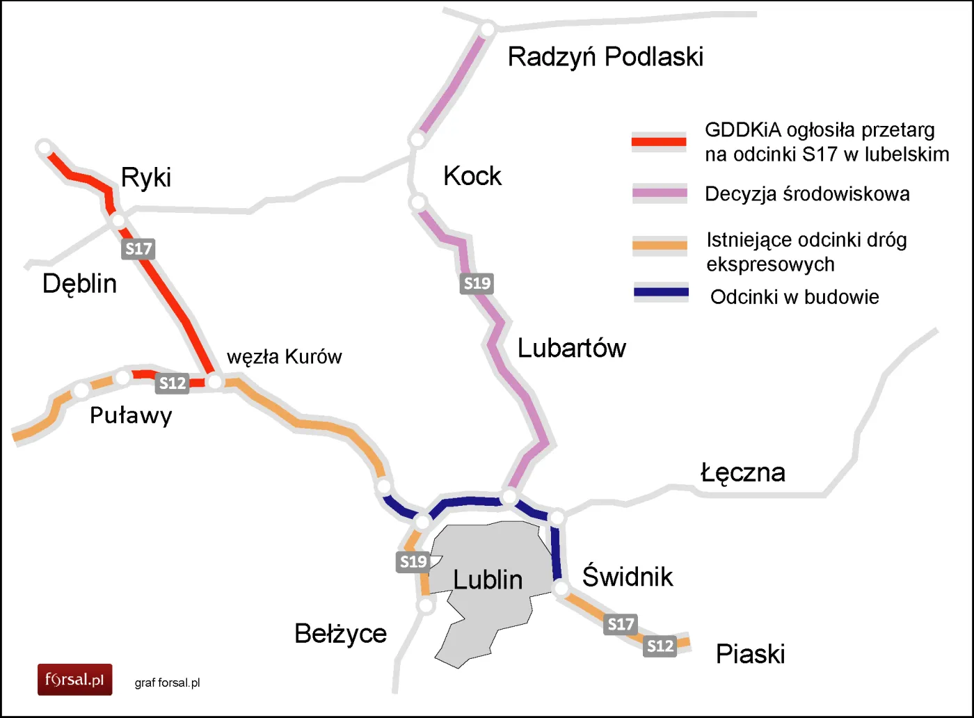 GDDKiA ogłosiła przetargi na odcinki S7 w świętokrzyskiem i S17 w lubelskiem