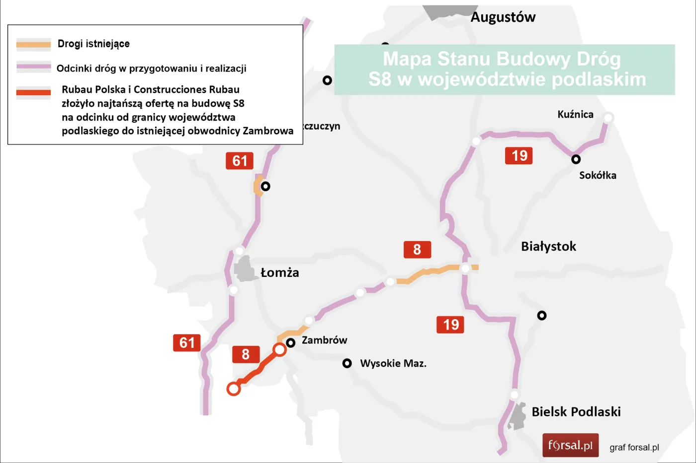 Wiadomo już, kto złożył najtańszą ofertę na budowę podlaskiego odcinka trasy S8 [MAPA]