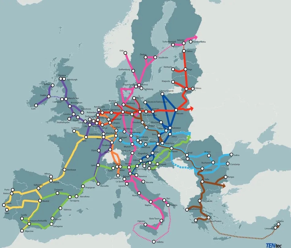 Oto główne szlaki komunikacyjne UE. Bruksela chce je zbudować do 2050 roku