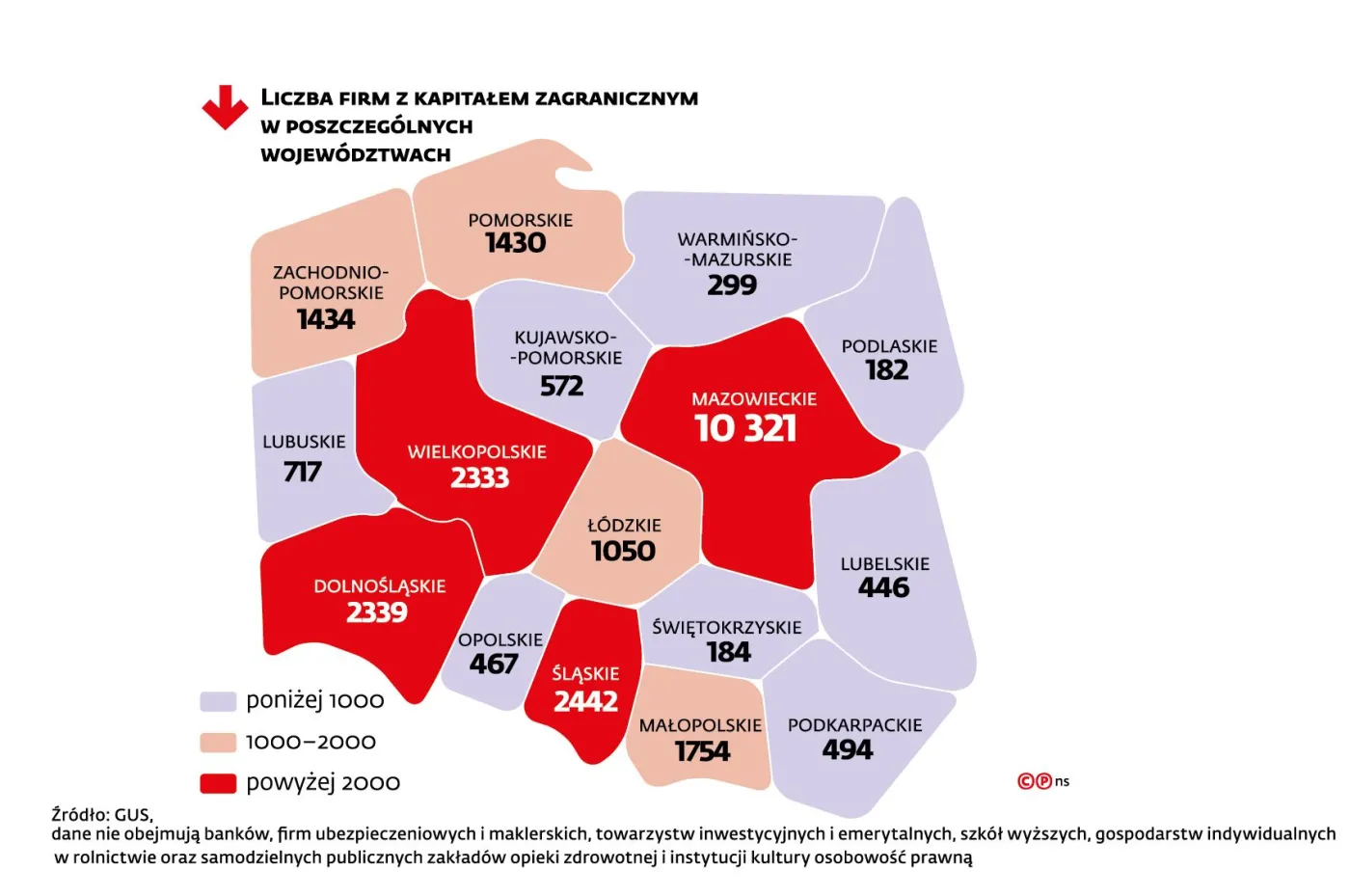 Liczba firm z kapitałem zagranicznym w woj