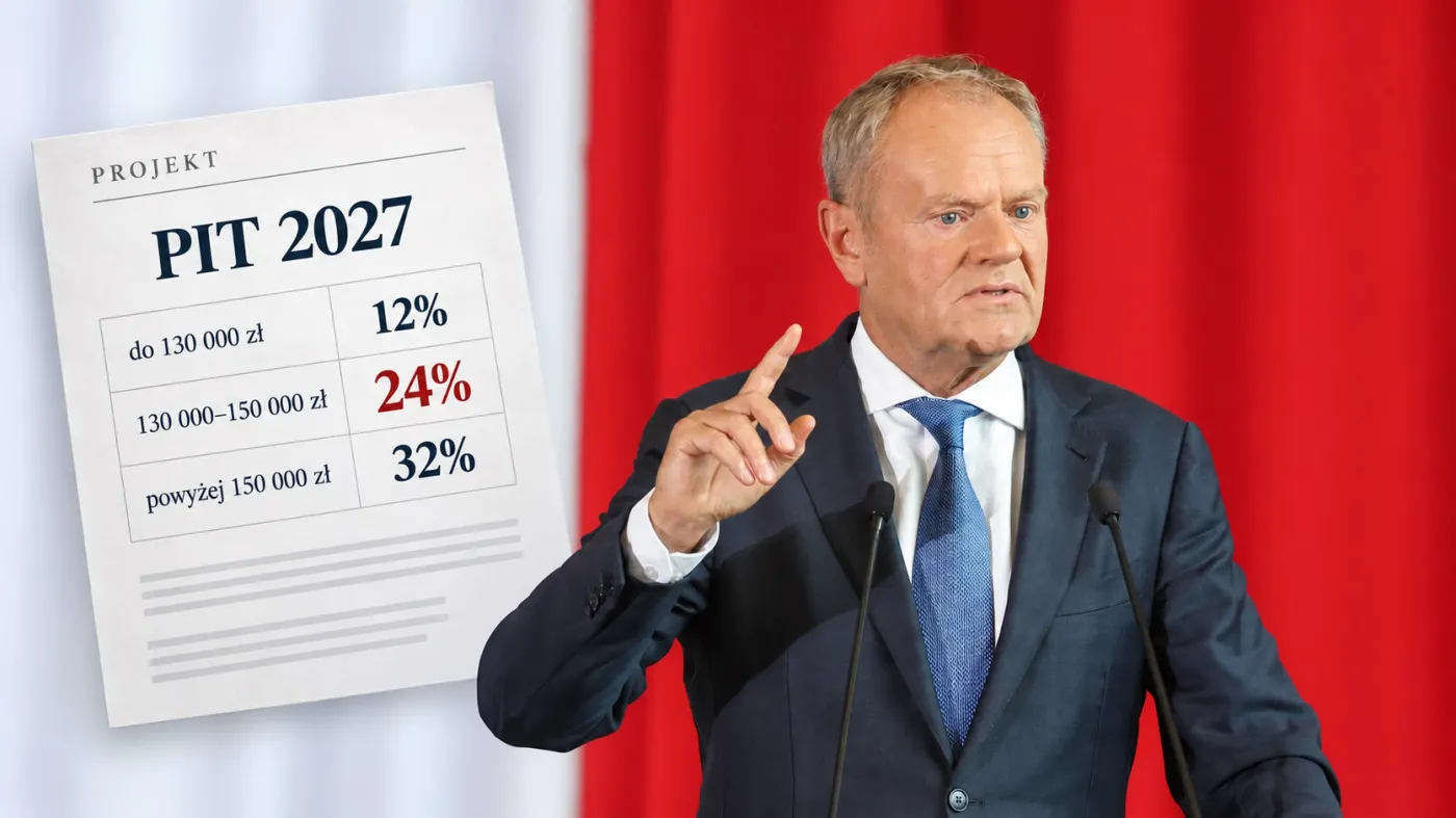 Donald Tusk i projektowane stawki PIT 12, 24 i 32 proc. od 2027 roku