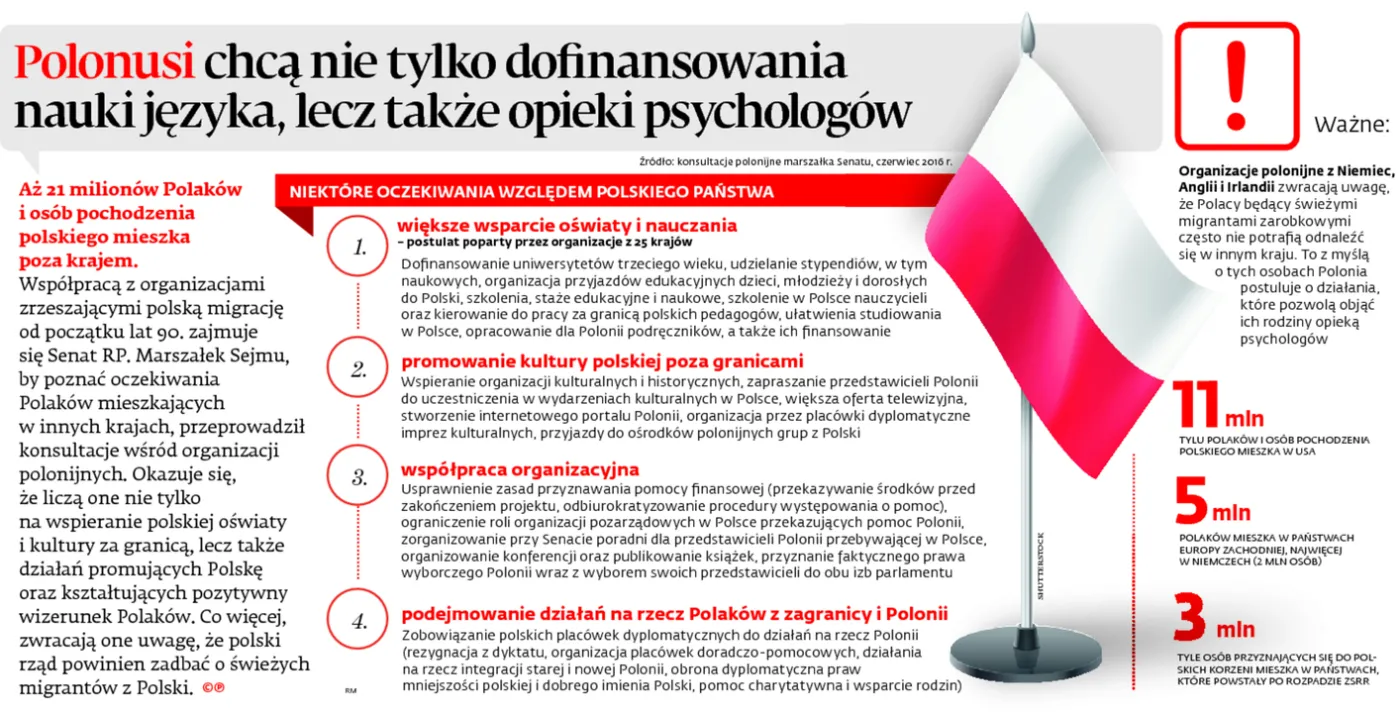Polonusi chcą nie tylko dofinansowanie nauki języka, lecz także opieki psychologów 