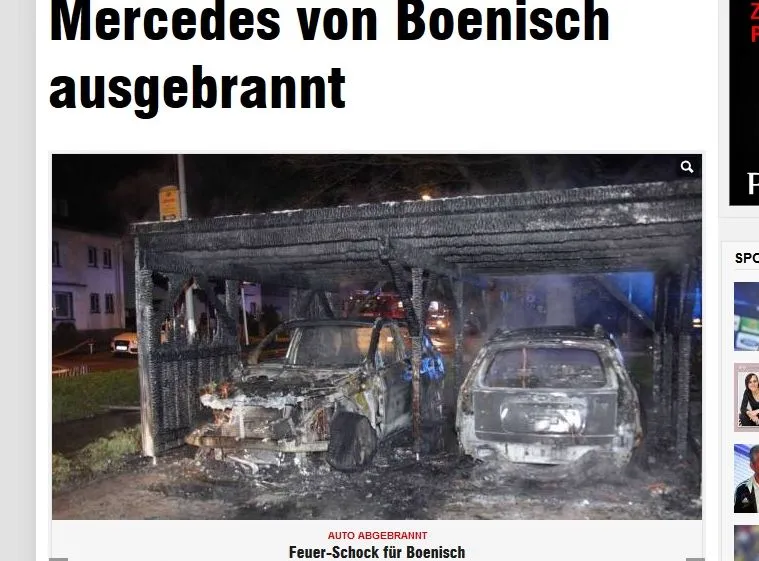 Sebastian Boenisch stracił swoje luksusowe auto. Spaliło się w garażu