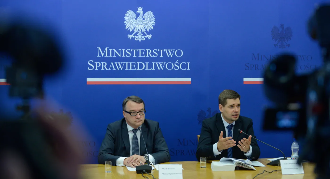 Marek Biernacki i Michał Królikowski na konferencji prasowej
