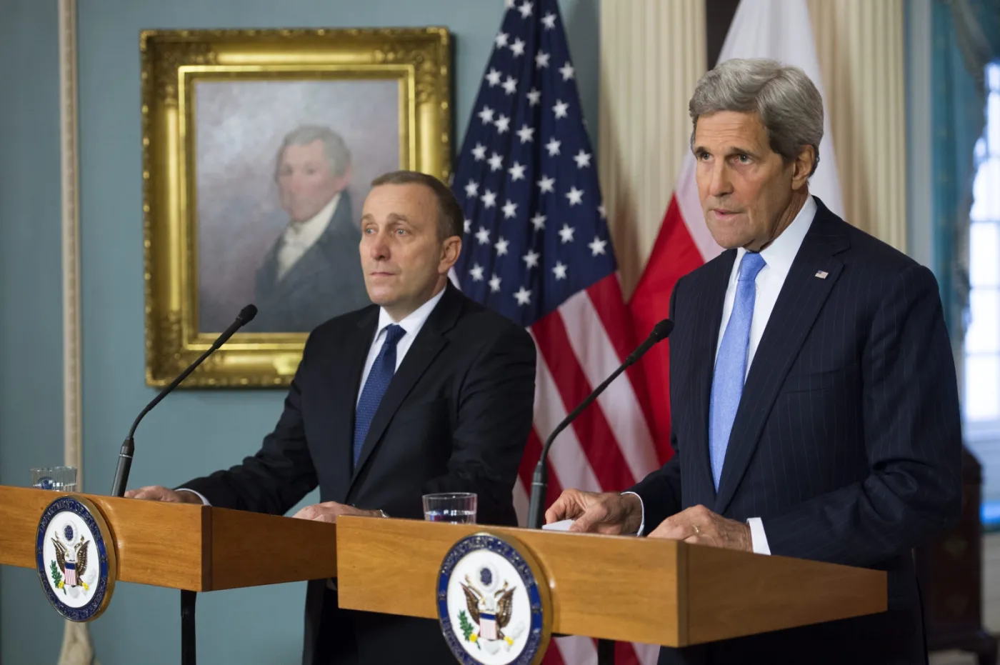 Szef polskiego MSZ Grzegorz Schetyna i sekretarz stanu USA John Kerry