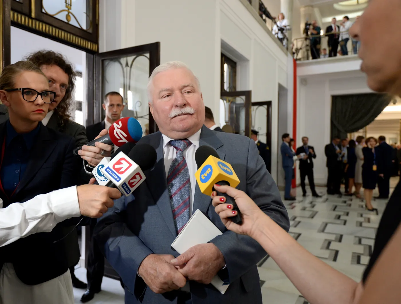 Lech Wałęsa w Sejmie na uroczystej inauguracji prezydentury Andrzeja Dudy
