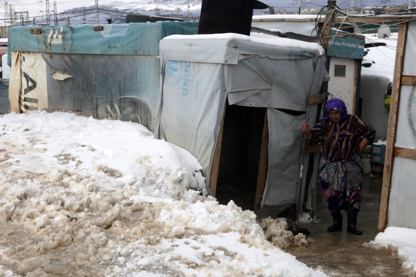 Obóz uchodźców z Syrii na terenach Libanu