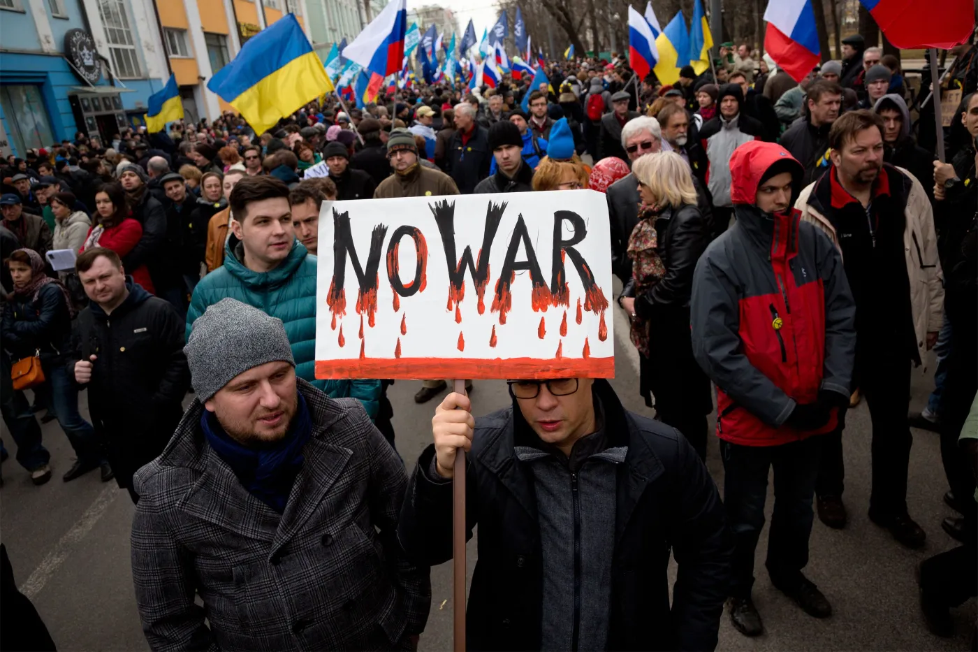 Antywojenna demonstracja na ulicach Moskwy