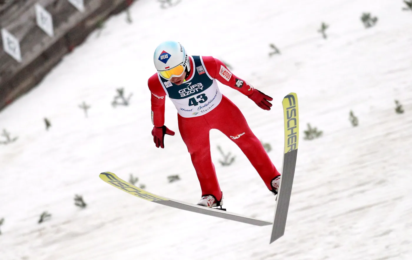 Kamil Stoch podczas treningu przed zawodami Pucharu Świata w skokach narciarskich w Wiśle
