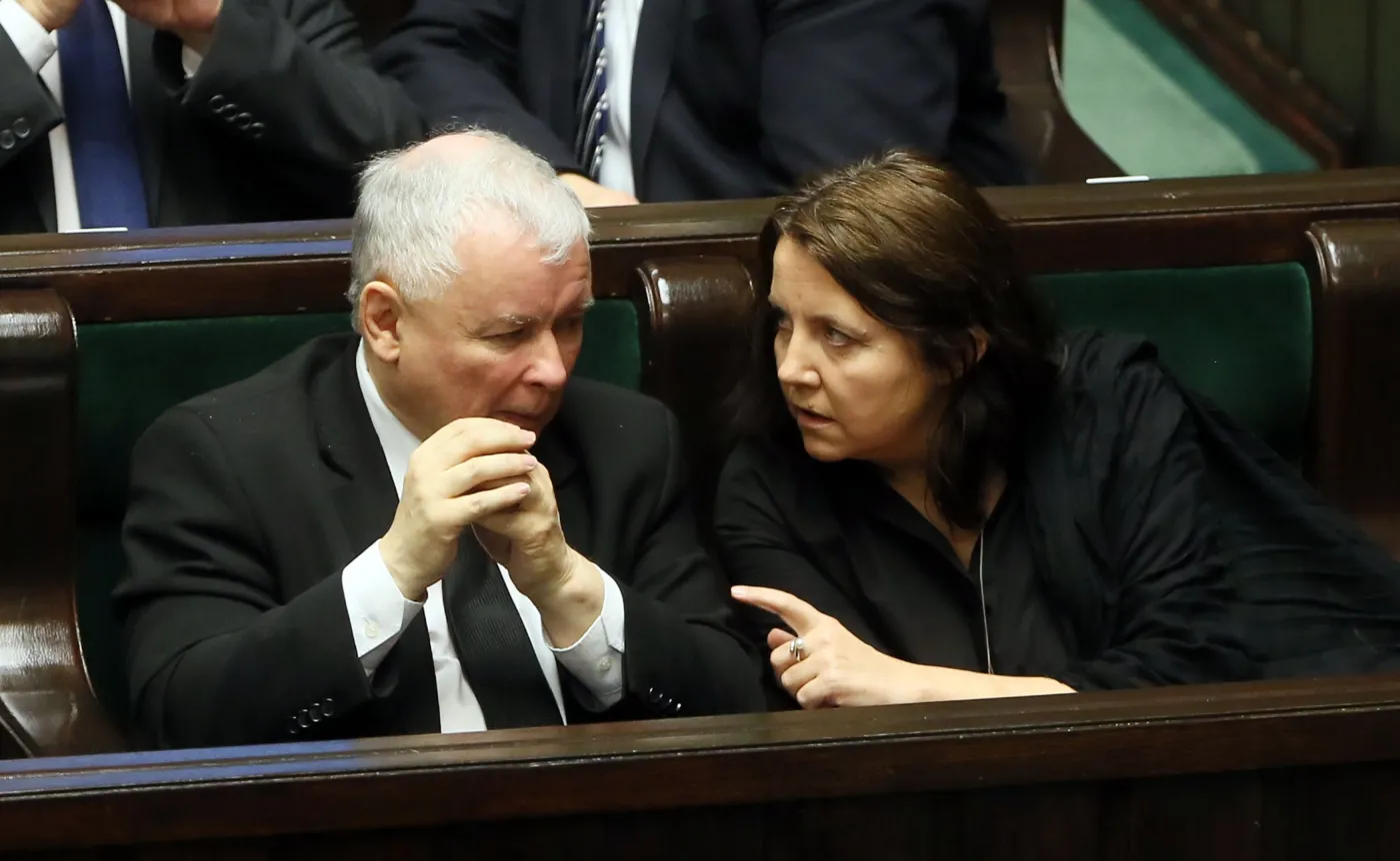 Jarosław Kaczyński i Joanna Lichocka w Sejmie