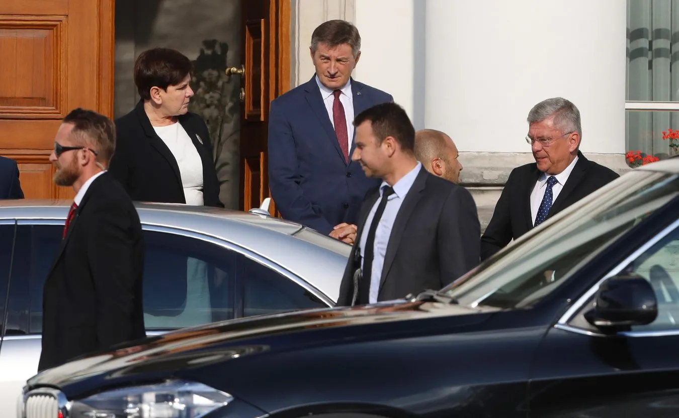 Premier Beata Szydło oraz marszałek Sejmu Marek Kuchciński i marszałek Senatu Stanisław Karczewski