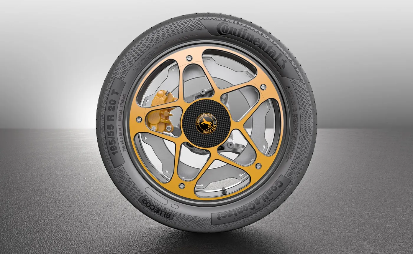 Continental New Wheel Concept - podobny patent z tarczą hamulcową stosowano w amerykańskich motocyklach Buell
