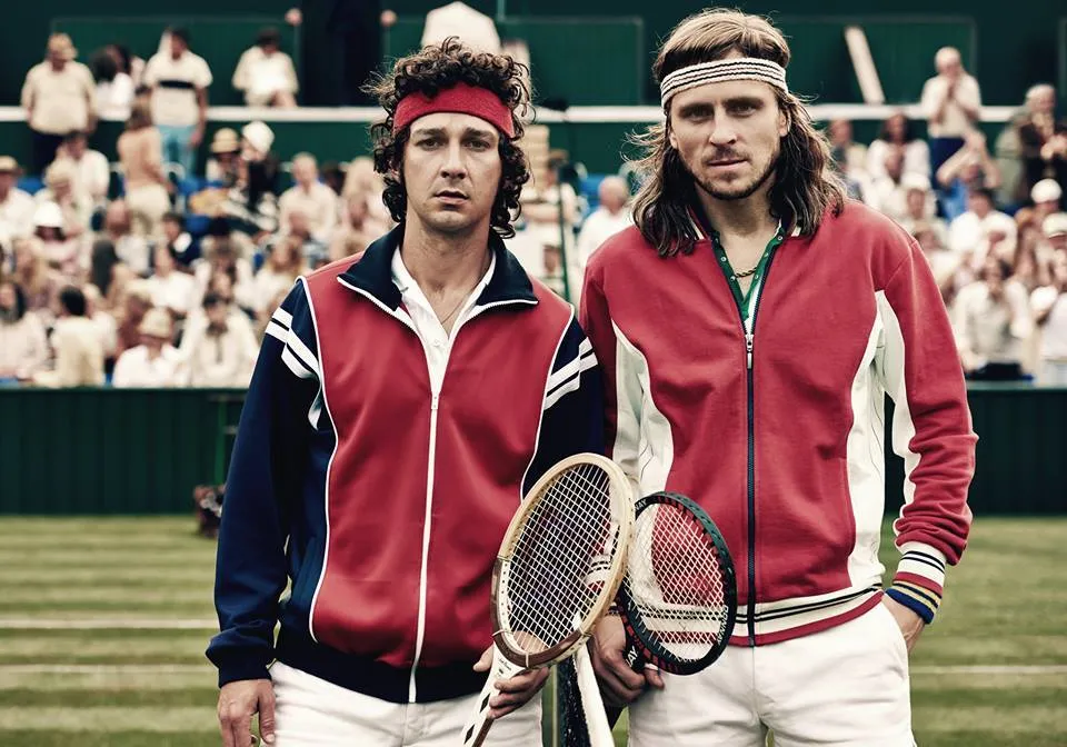 Shia LaBeouf oraz Sverrir Gudnason w filmie "Borg/McEnroe"