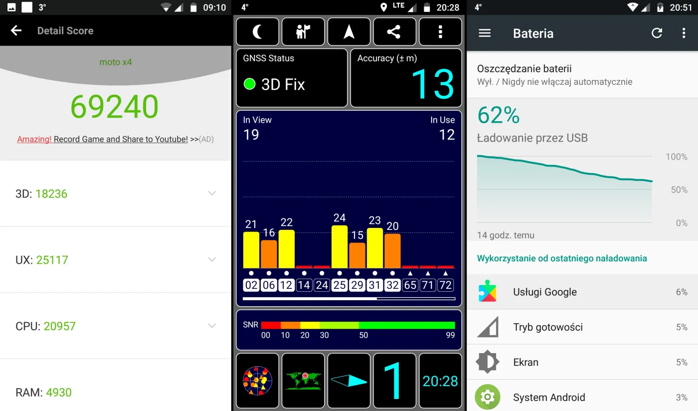 Motorola Moto X4 - AnTuTu Benchmark, GPS, bateria