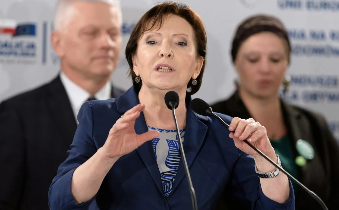 Była premier Ewa Kopacz, kandydatka PO do Europarlamentu przemawia podczas regionalnej konwencji Koalicji Europejskiej w Poznaniu
