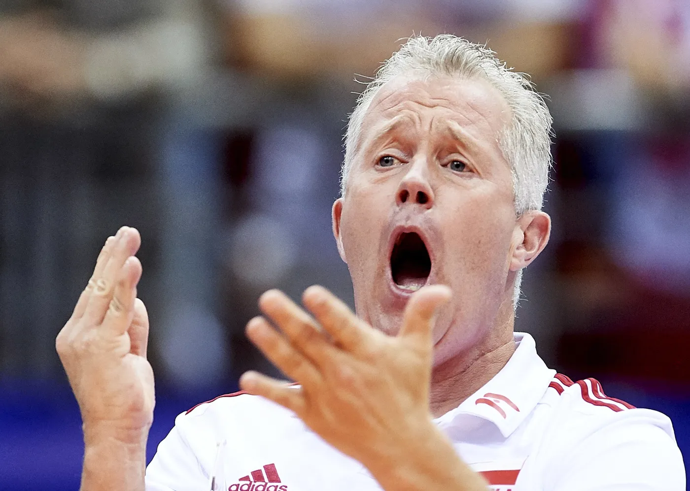 Trener reprezentacji Polski Vital Heynen podczas meczu turnieju kwalifikacyjnego siatkarzy do igrzysk olimpijskich ze Słowenią