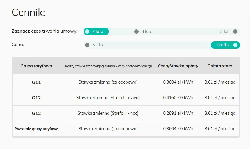 Polenergia - cennik z gwarancją ceny