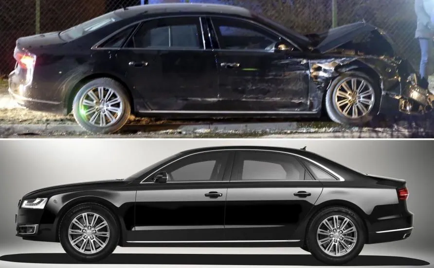Co dalej z wrakiem rządowego audi rozbitego w Oświęcimiu? "Auto za 2,5 mln zł nikogo już nie obchodzi"