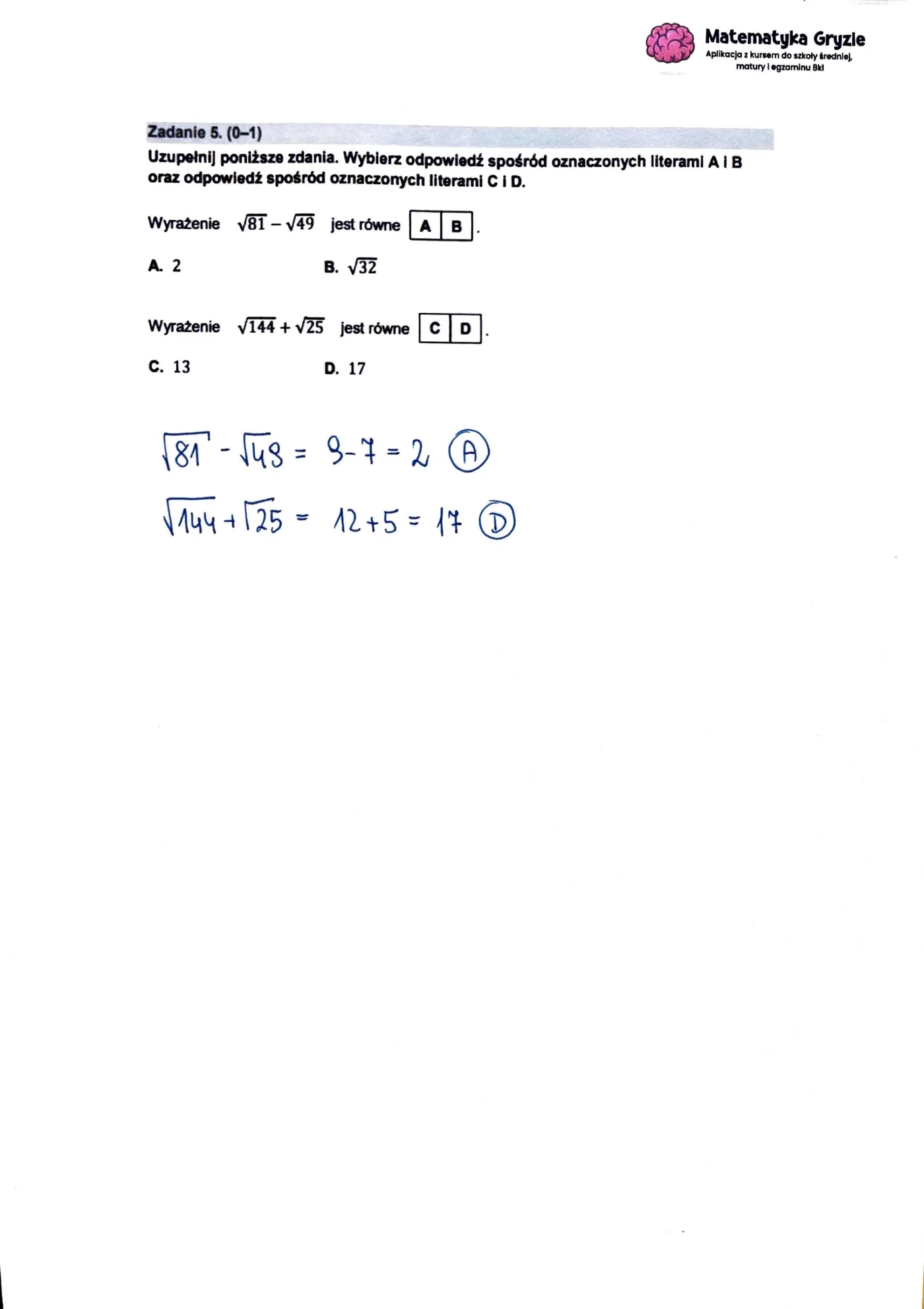 Egzamin ósmoklasisty 2023 z matematyki. Zadanie nr 5