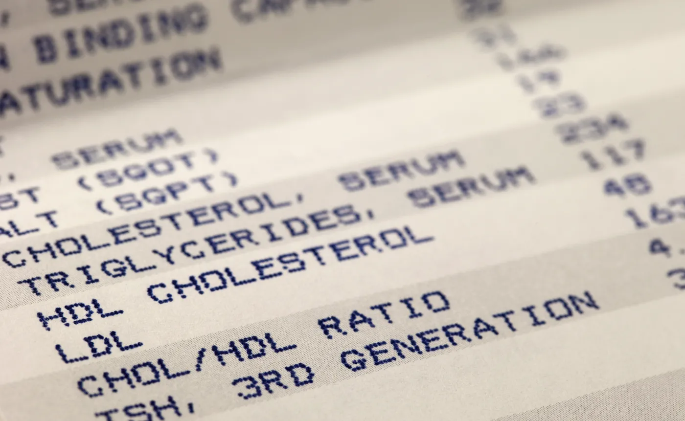 Wynik badania poziomu cholesterolu we krwi