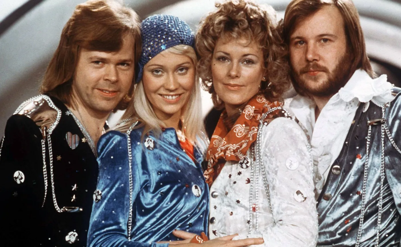 ABBA (Björn Ulvaeus, Agnetha Fältskog, Anni-Frid Lyngstad, Benny Andersson), circa 1975 / File Ref...