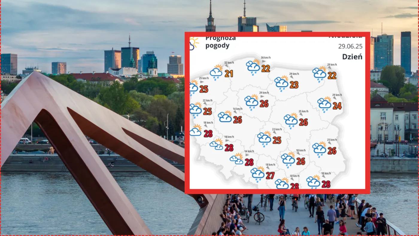 Prognoza pogody na niedzielę, 29 czerwca. W jednym regionie bardzo mocno powieje