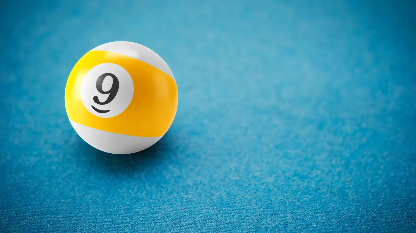 A,Precisely,Crafted,Number,9,Billiard,Ball,With,Its,Distinctive