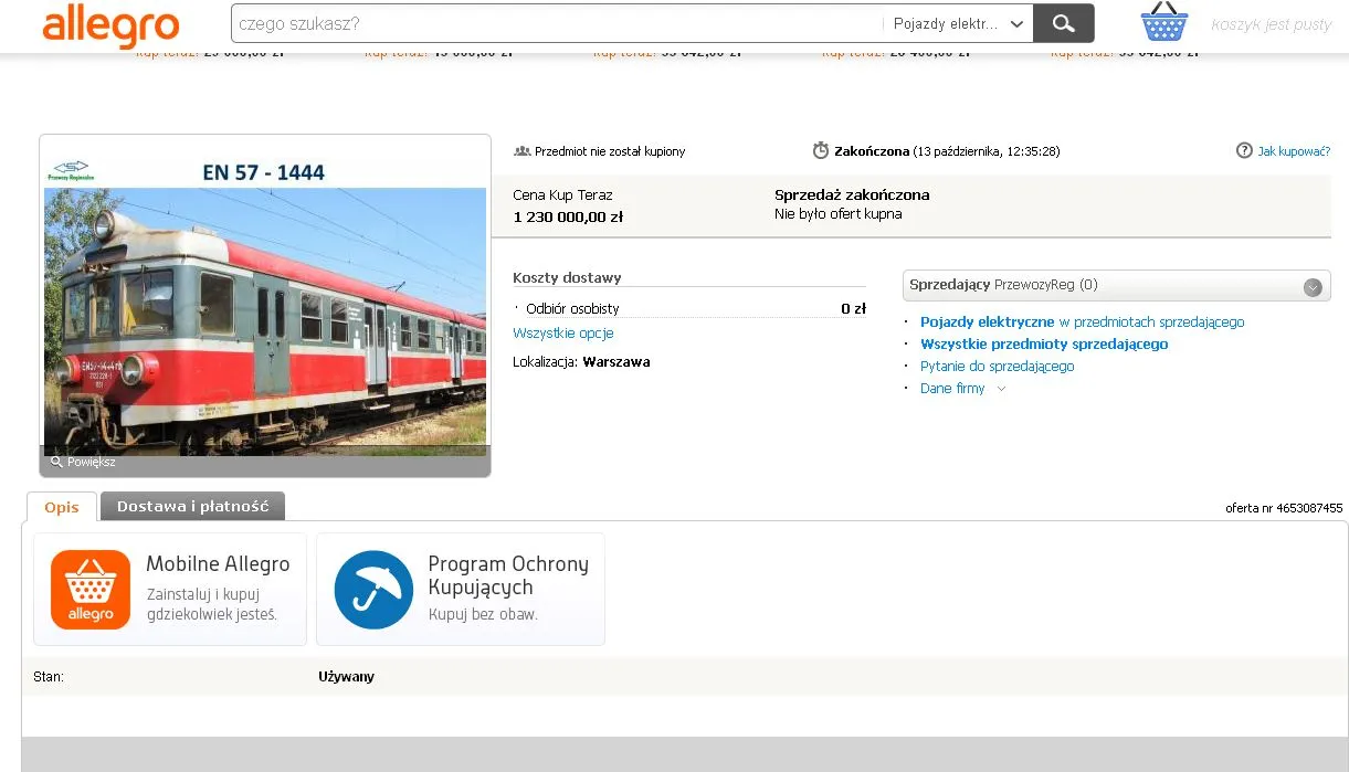 Kup sobie pociąg. Przewozy Regionalne wyprzedają tabor na Allegro