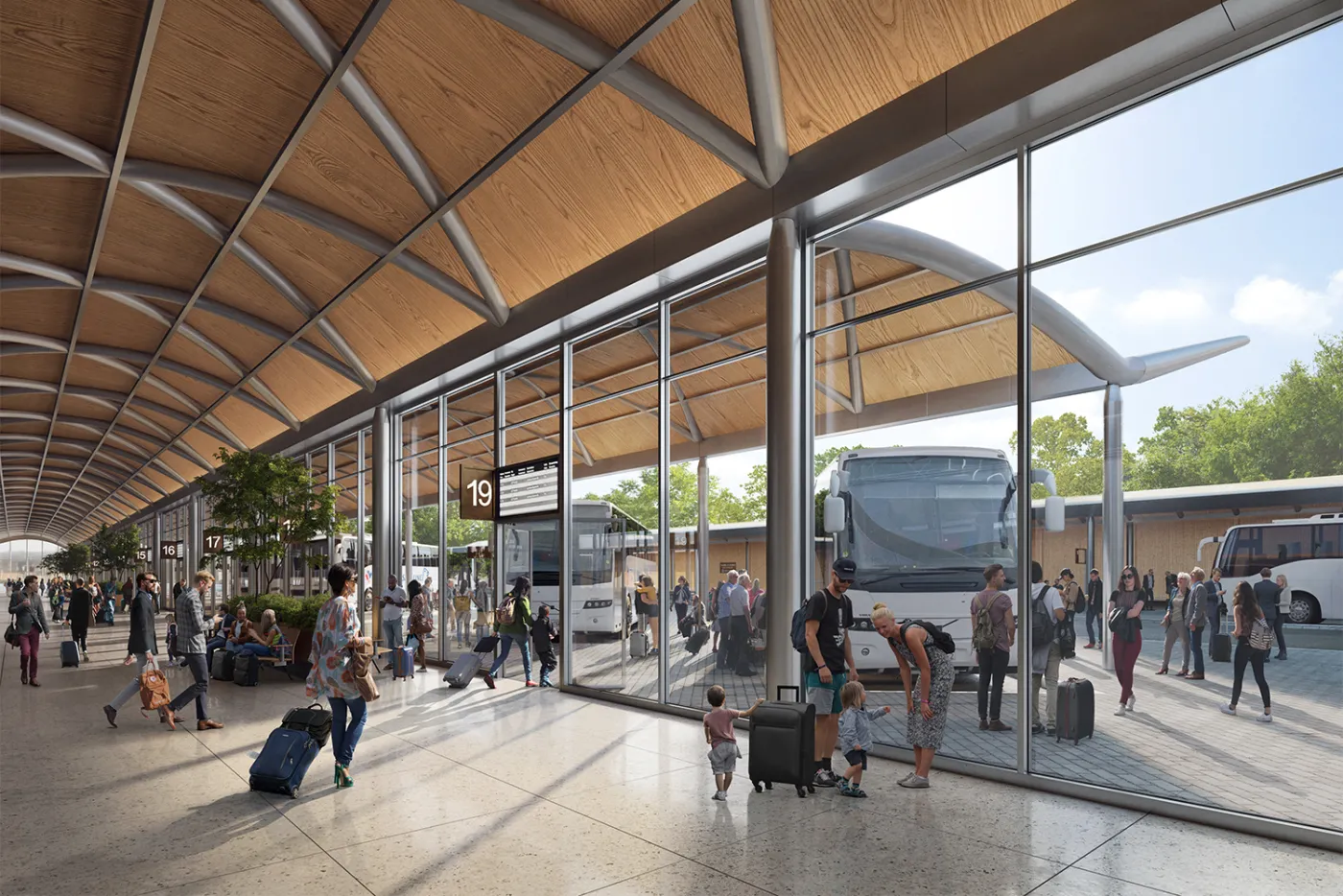 Dworzec autobusowy. Wizualizacje CPK. Źródło: Foster + Partners.