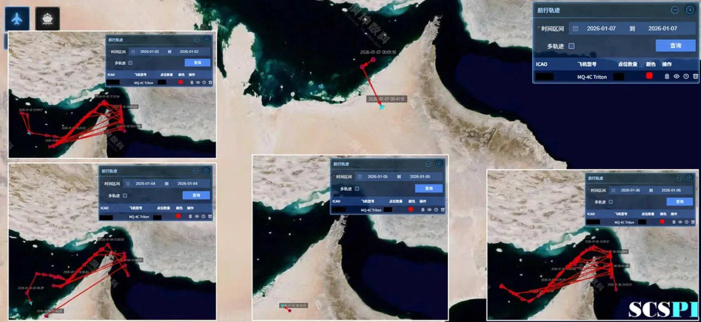 Amerykański dron MQ-4C wielokrotnie przeprowadza misje rozpoznawcze w pobliżu Iranu.
