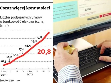 Bankowość elektroniczna: Polacy mają prawie 21 mln rachunków internetowych