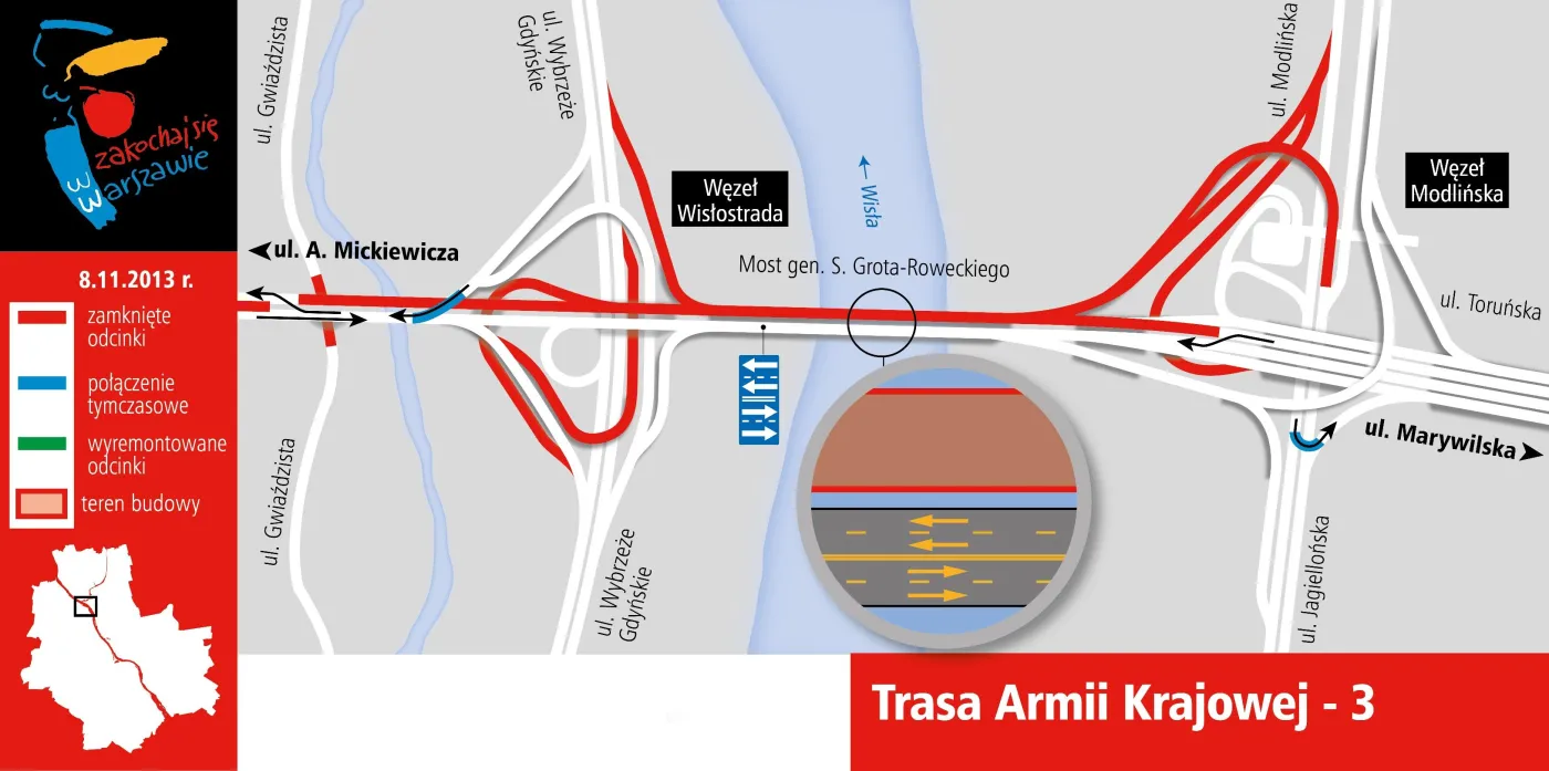 Remont mostu Grota-Roweckiego w Warszawie spowoduje komunikacyjny kataklizm