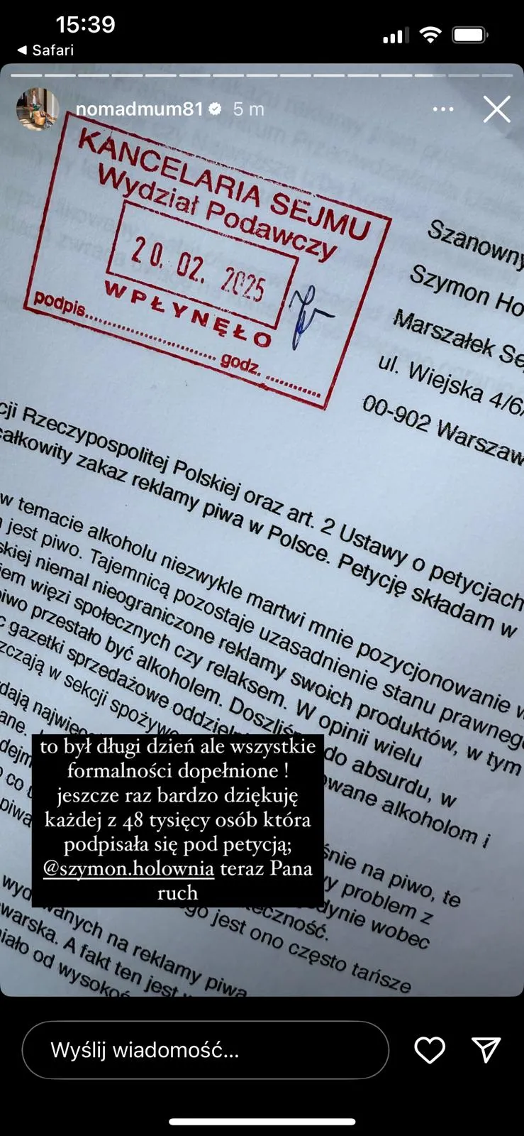 Petycja w sprawie zakazu reklamy piwa