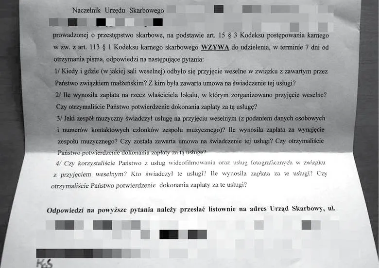 Fiskus nie odpuszcza weselom. Znów przepytuje nowożeńców