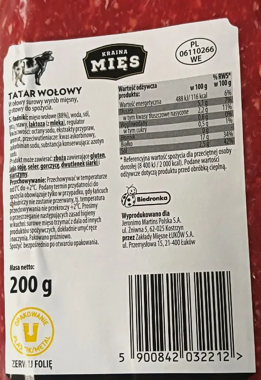 Mięso z Biedronki - tatar wołowy