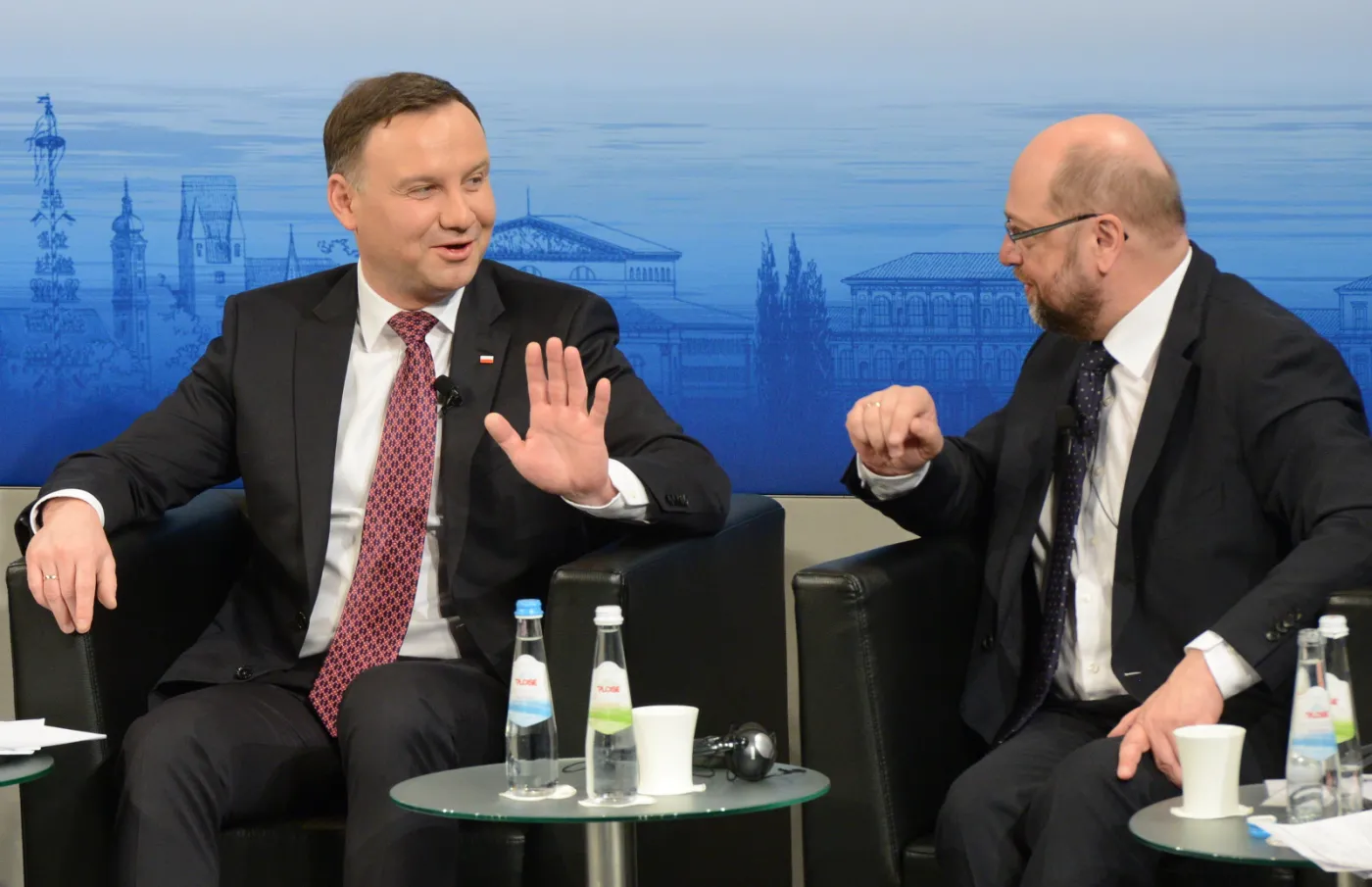 Prezydent RP Andrzej Duda i przewodniczący PE Martin Schulz na Monachijskiej Konferencji Bezpieczeństwa. 