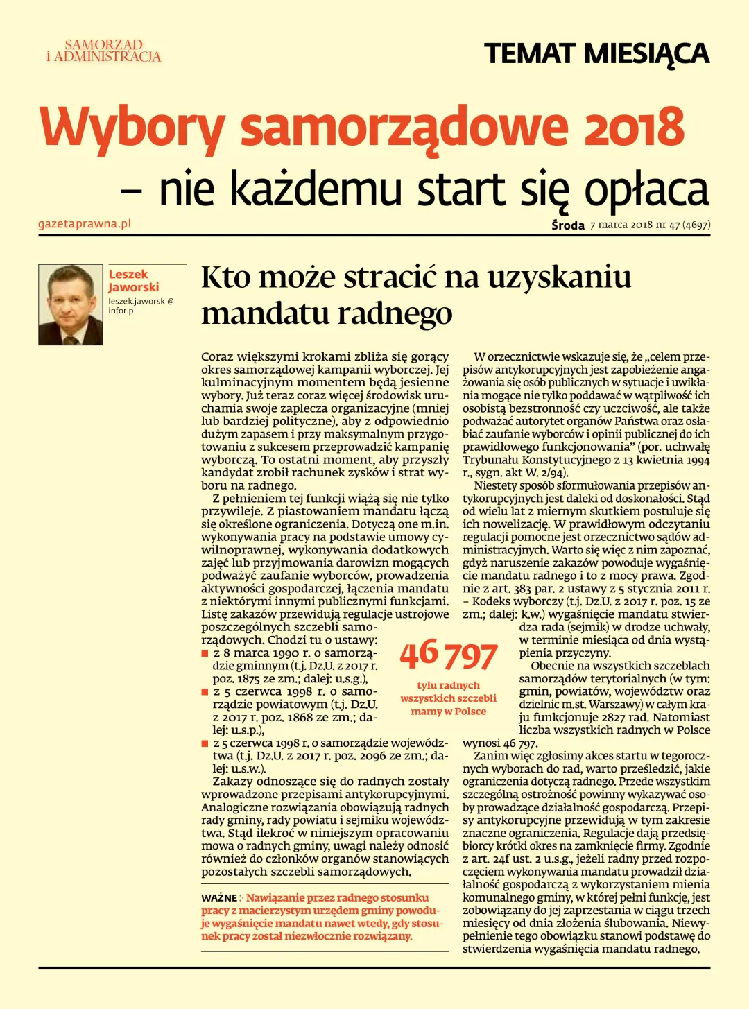 WYBORY SAMORZĄDOWE 2018 – NIE KAŻDEMU START SIĘ OPŁACA