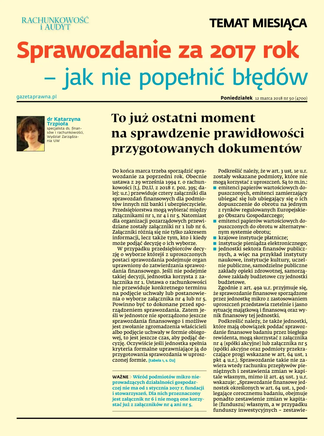 SPRAWOZDANIE ZA 2017 ROK – JAK NIE POPEŁNIĆ BŁĘDÓW