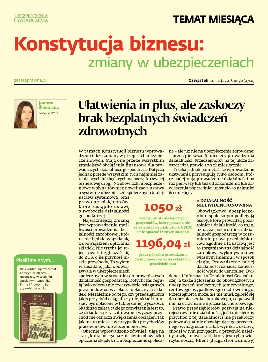 KONSTYTUCJA BIZNESU: ZMIANY W UBEZPIECZENIACH